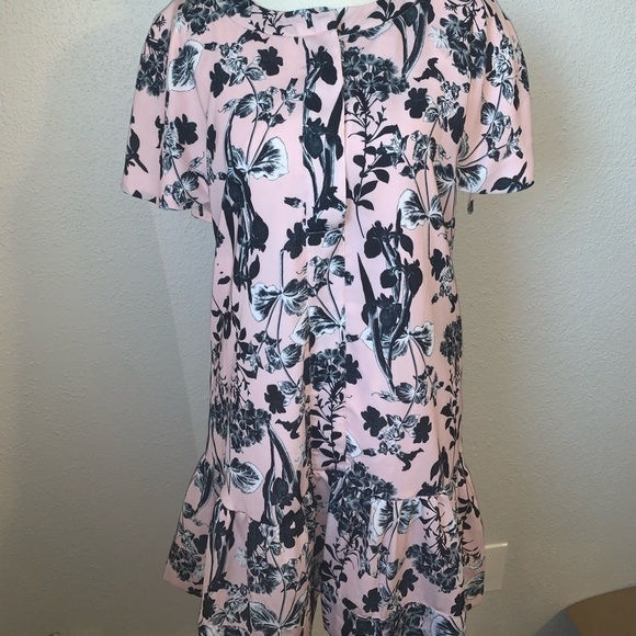 Parker Pink Floral Tiered Mini Dress Cinched Sleeves Size Small - Picture 2 of 9
